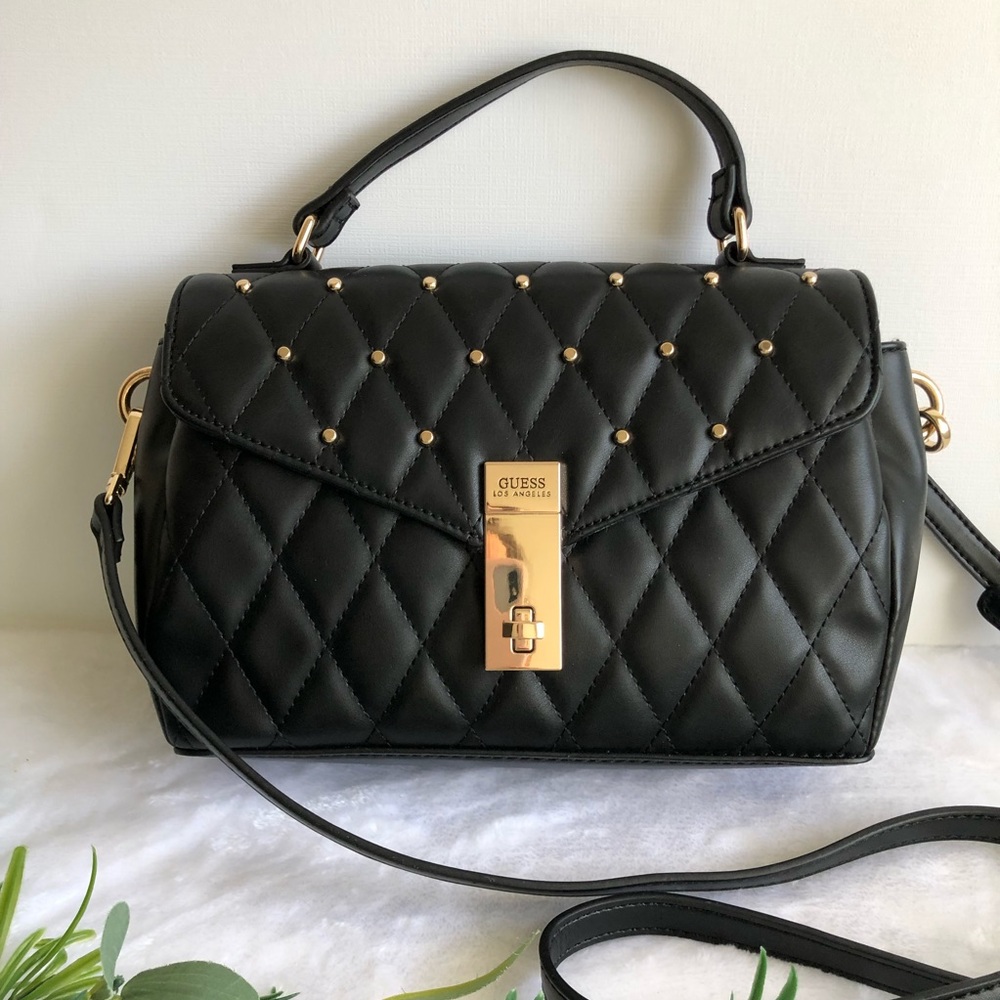 Guess Handbag/Purse Black Quilted Back Bethel Top Handle Crossbody